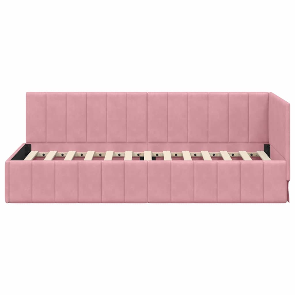 Eckbettgestell mit Kopfteil Rosa 80 cm x 200 cm Samt
