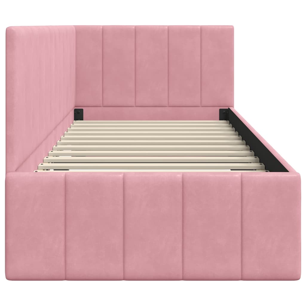 Eckbettgestell mit Kopfteil Rosa 80 cm x 200 cm Samt