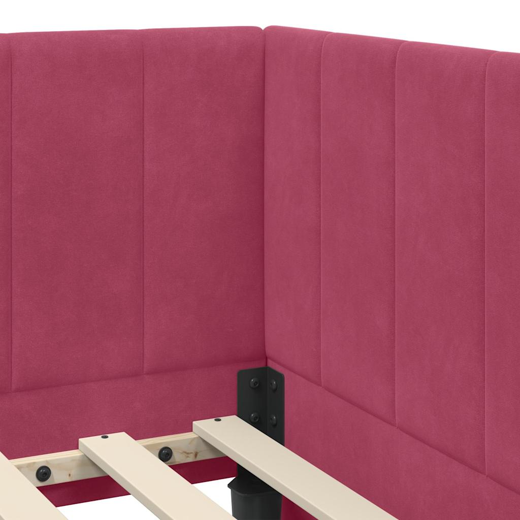 Eckbettgestell mit Kopfteil Weinrot 80 cm x 200 cm Samt
