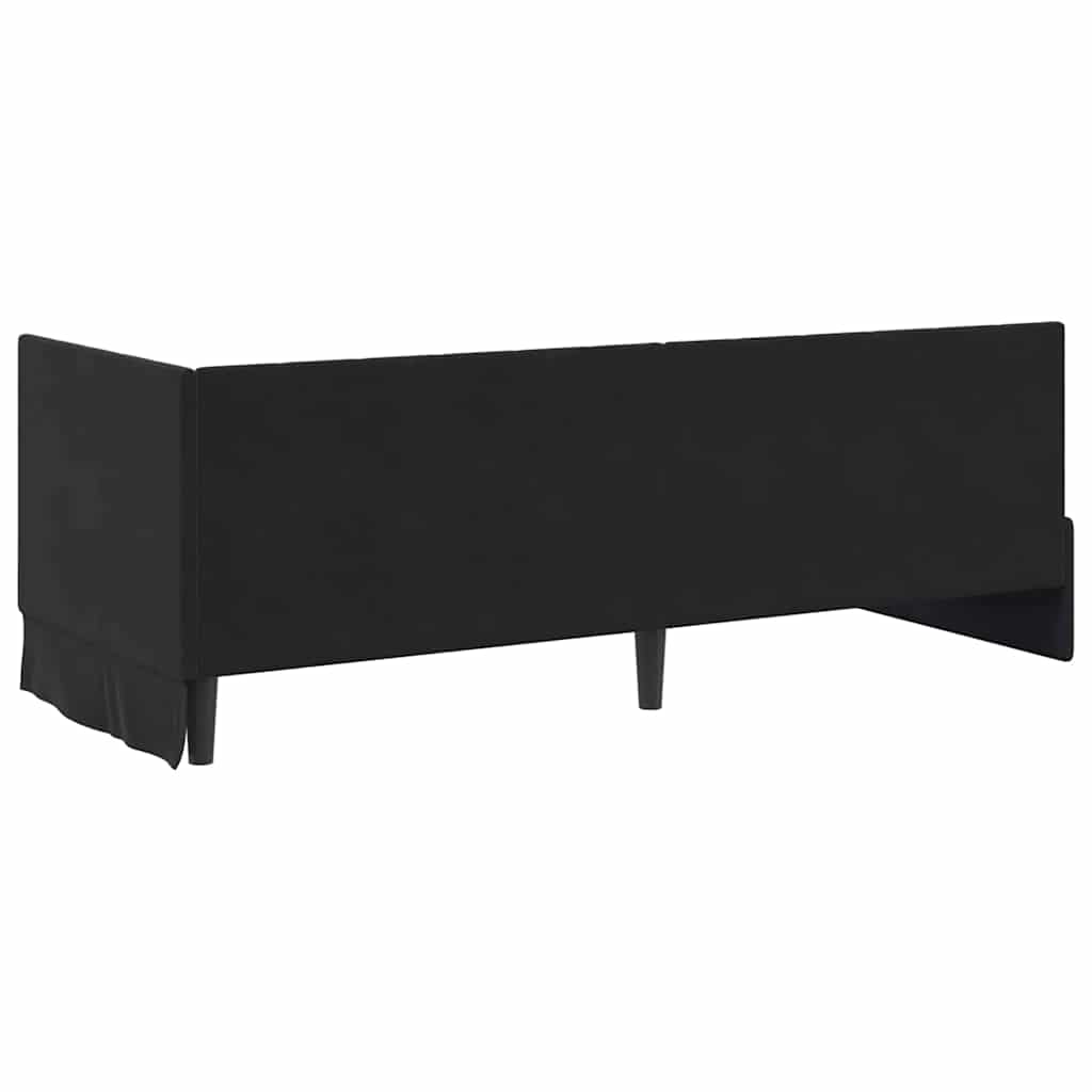Eckbettgestell mit Kopfteil Schwarz 80 cm x 200 cm Samt