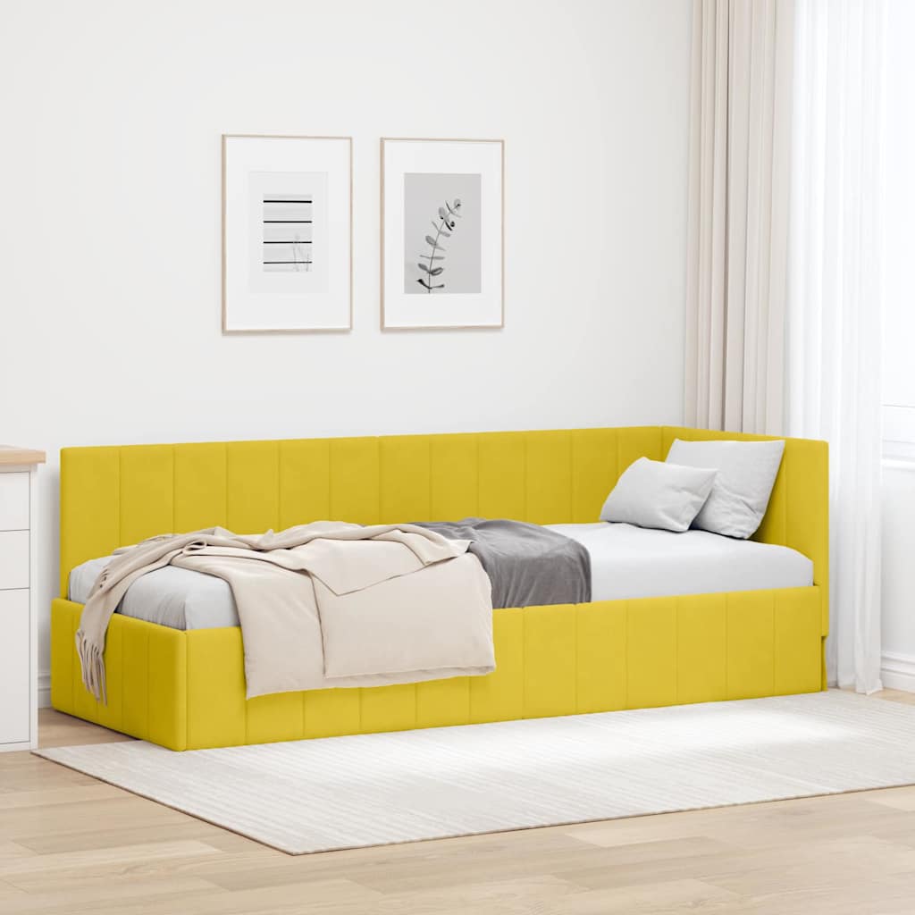 Eckbettgestell mit Kopfteil Gelb 80 cm x 200 cm Samt