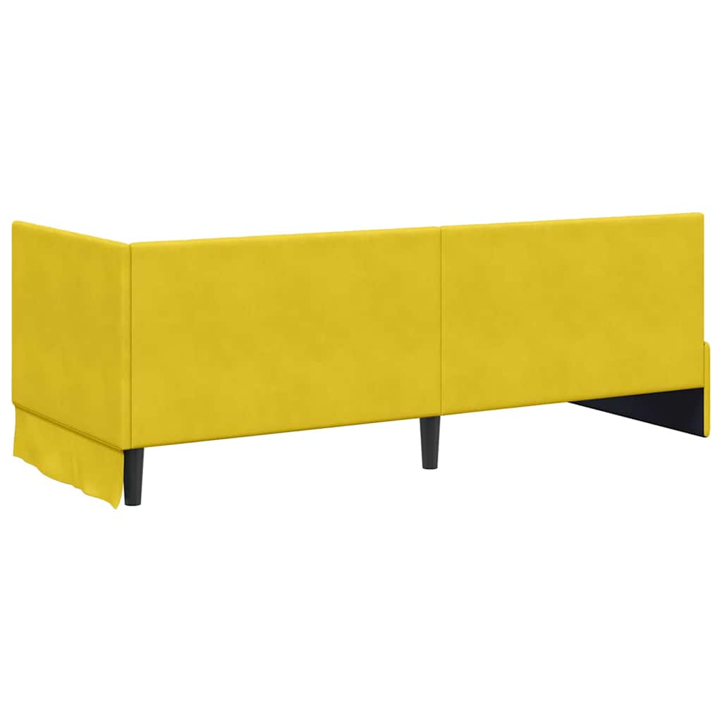 Eckbettgestell mit Kopfteil Gelb 80 cm x 200 cm Samt
