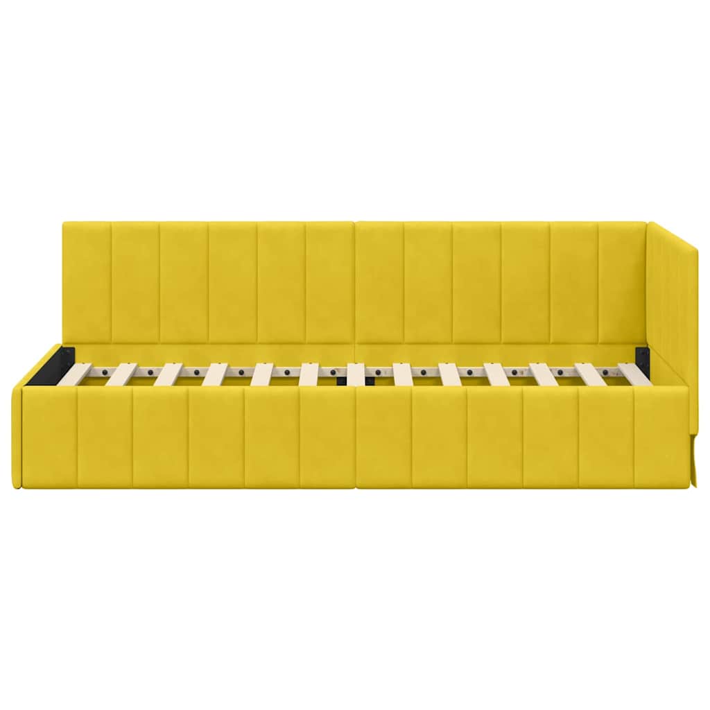 Eckbettgestell mit Kopfteil Gelb 80 cm x 200 cm Samt