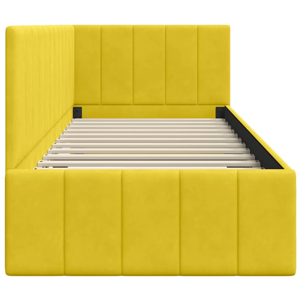 Eckbettgestell mit Kopfteil Gelb 80 cm x 200 cm Samt