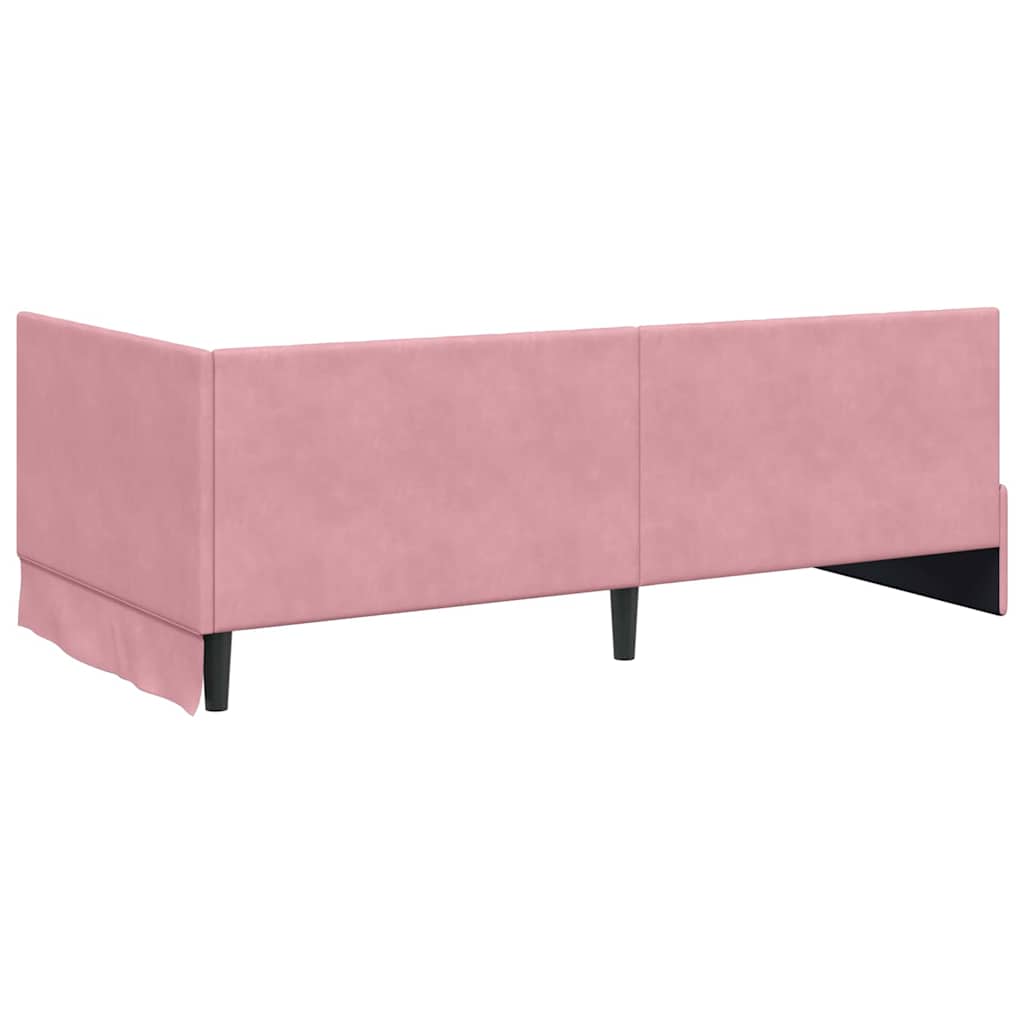 Eckbettgestell mit Kopfteil Rosa 90 cm x 190 cm Samt