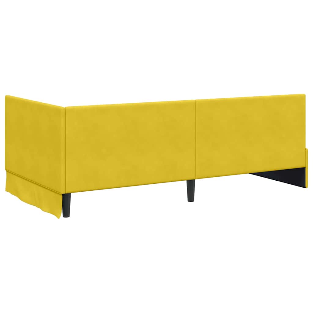 Eckbettgestell mit Kopfteil Gelb 90 cm x 190 cm Samt