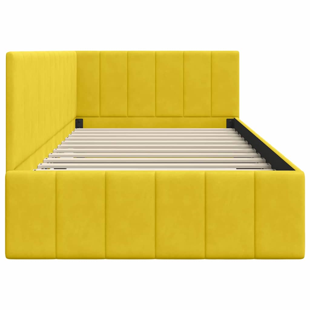 Eckbettgestell mit Kopfteil Gelb 90 cm x 190 cm Samt
