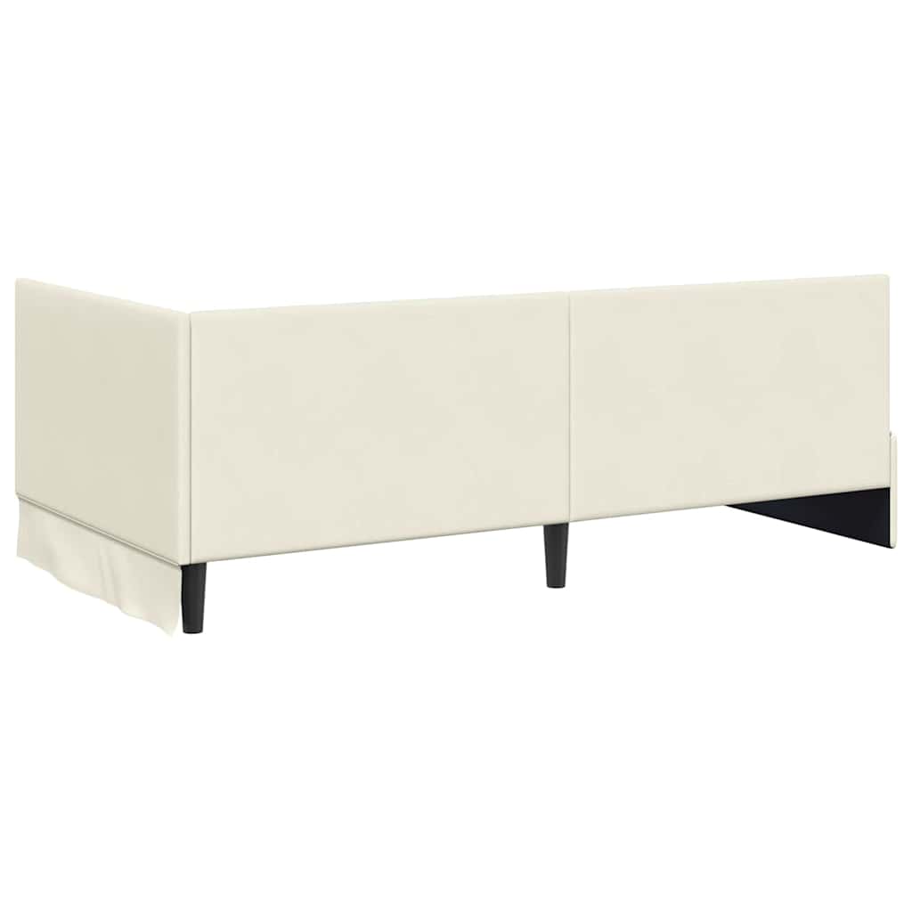Eckbettgestell mit Kopfteil Creme 90 cm x 190 cm Samt