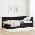 Eckbettgestell mit Kopfteil Schwarz 90 cm x 200 cm Samt