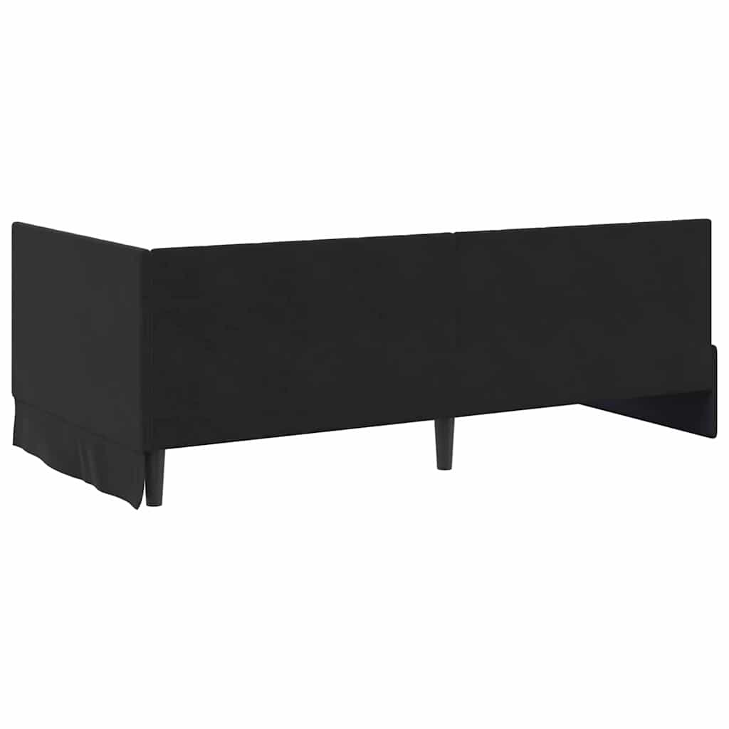 Eckbettgestell mit Kopfteil Schwarz 90 cm x 200 cm Samt