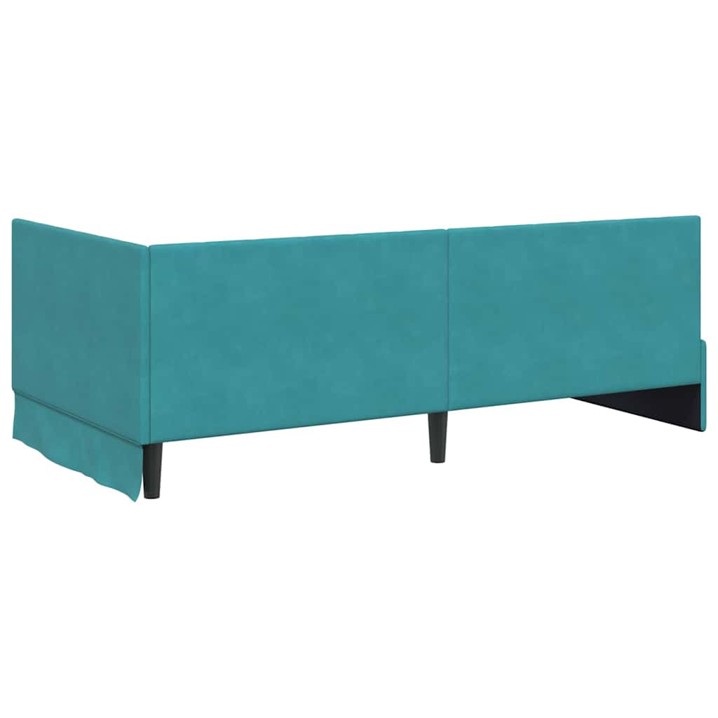 Eckbettgestell mit Kopfteil Türkis 90 cm x 200 cm Samt
