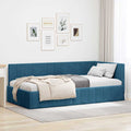 Eckbettgestell mit Kopfteil Blau 100 cm x 200 cm Samt