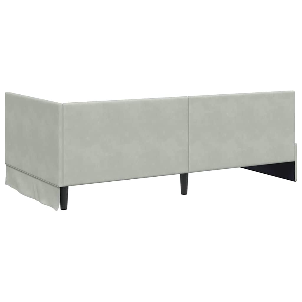 Eckbettgestell mit Kopfteil Hellgrau 100 cm x 200 cm Samt