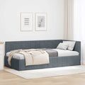 Eckbettgestell mit Kopfteil Dunkelgrau 100 cm x 200 cm Samt