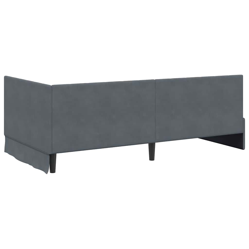 Eckbettgestell mit Kopfteil Dunkelgrau 100 cm x 200 cm Samt