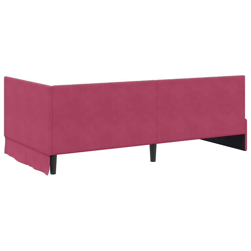 Eckbettgestell mit Kopfteil Weinrot 100 cm x 200 cm Samt