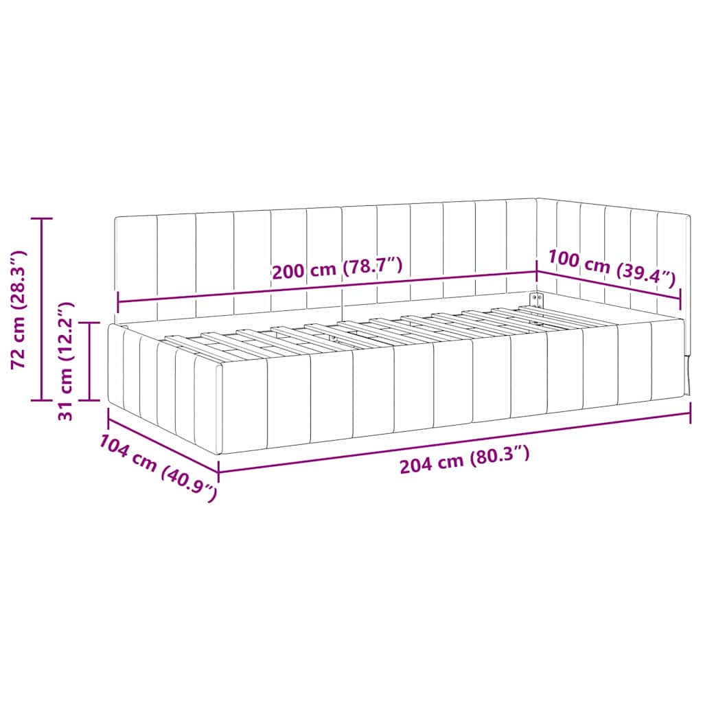 Eckbettgestell mit Kopfteil Gelb 100 cm x 200 cm Samt