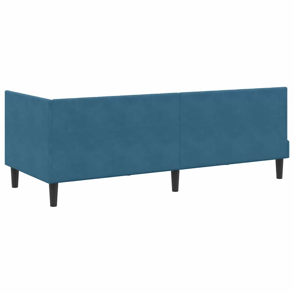 Eckbettgestell mit Kopfteil Blau 80 cm x 200 cm Samt