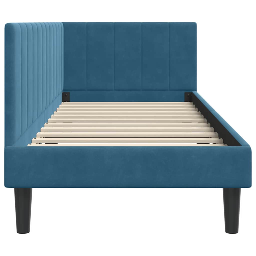 Eckbettgestell mit Kopfteil Blau 80 cm x 200 cm Samt