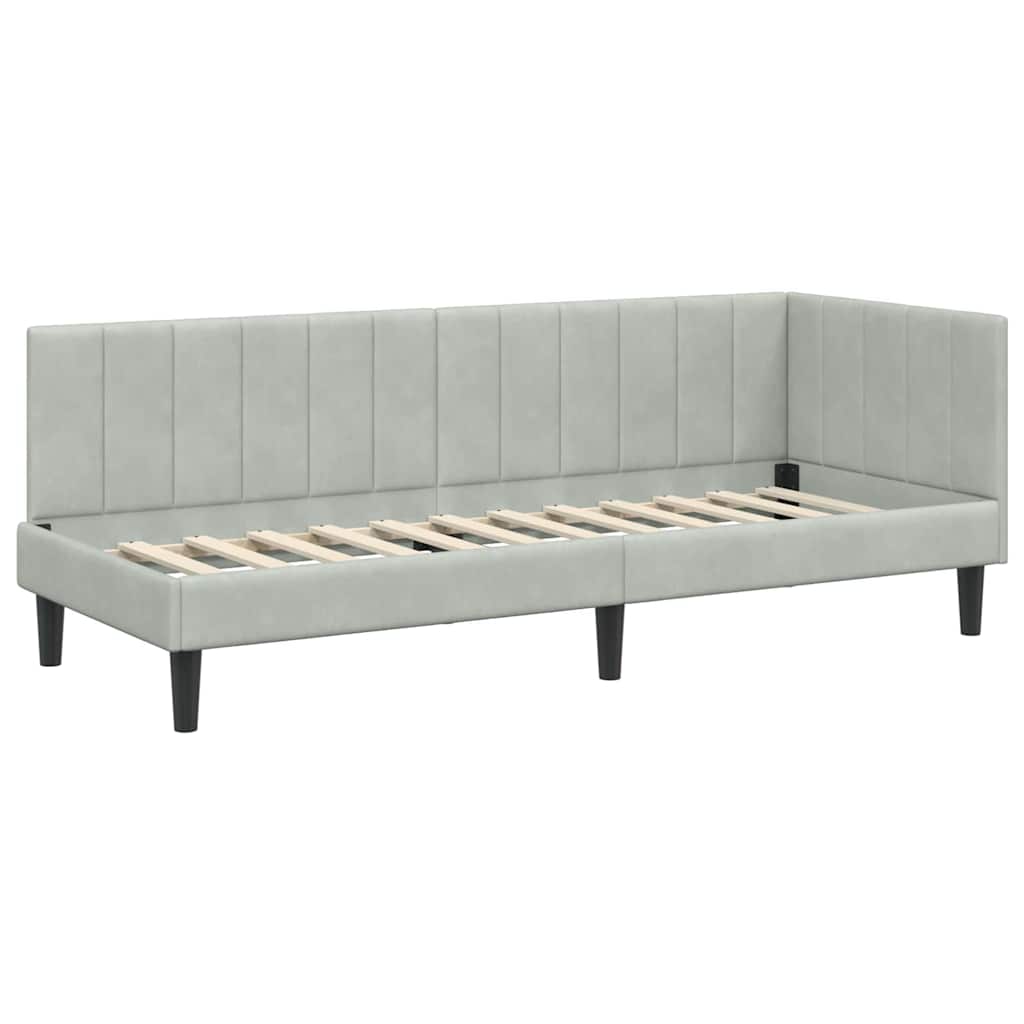 Eckbettgestell mit Kopfteil Hellgrau 80 cm x 200 cm Samt