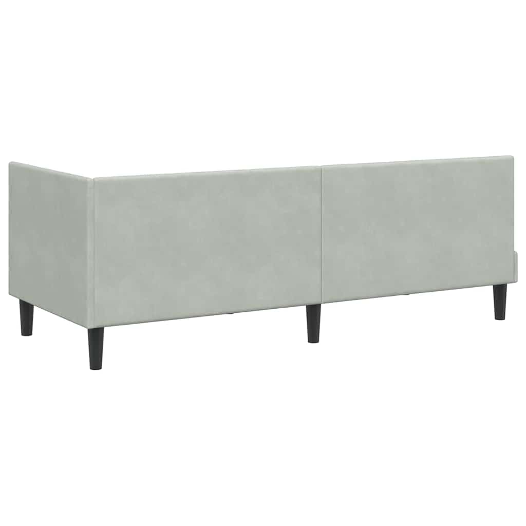 Eckbettgestell mit Kopfteil Hellgrau 80 cm x 200 cm Samt