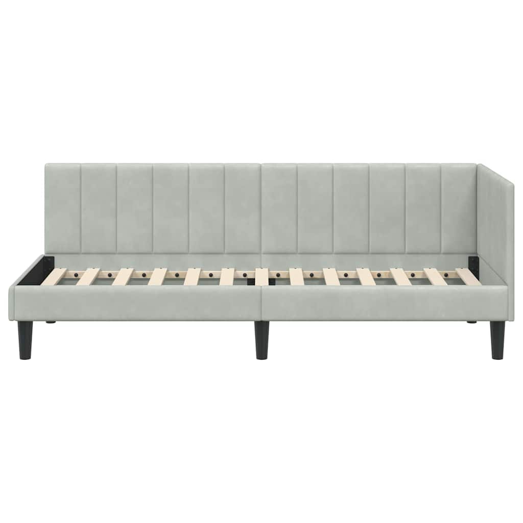 Eckbettgestell mit Kopfteil Hellgrau 80 cm x 200 cm Samt