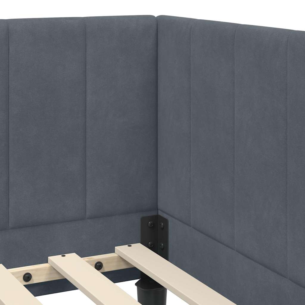 Eckbettgestell mit Kopfteil Dunkelgrau 80 cm x 200 cm Samt