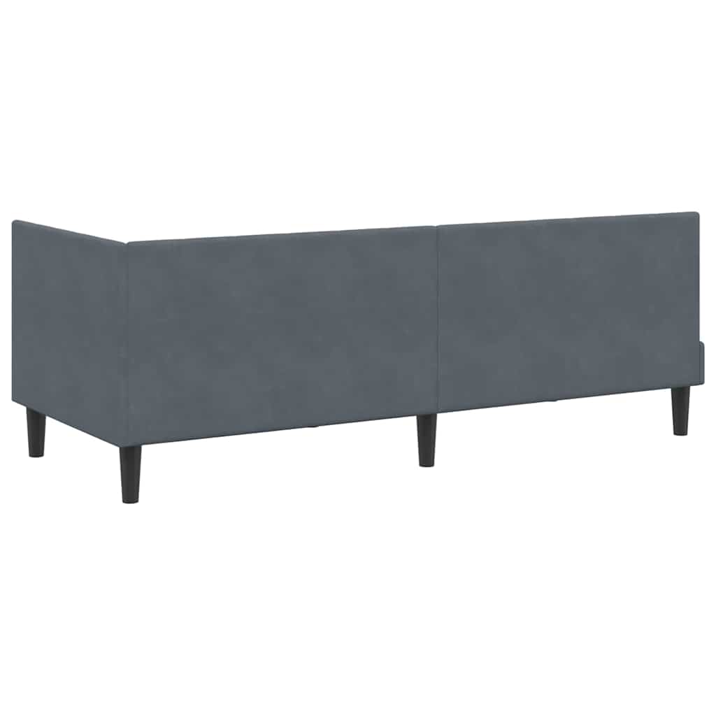 Eckbettgestell mit Kopfteil Dunkelgrau 80 cm x 200 cm Samt