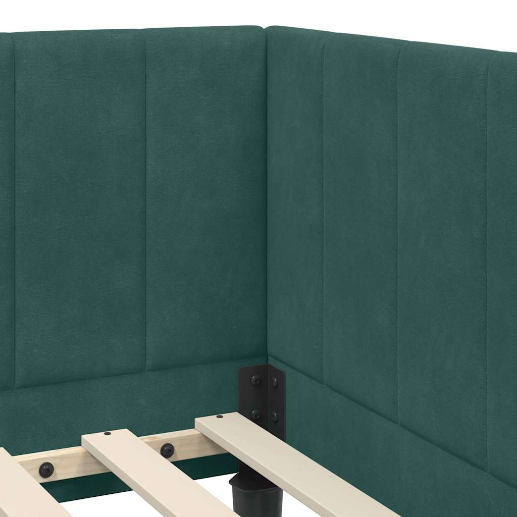 Eckbettgestell mit Kopfteil Dunkelgrün 80 cm x 200 cm Samt