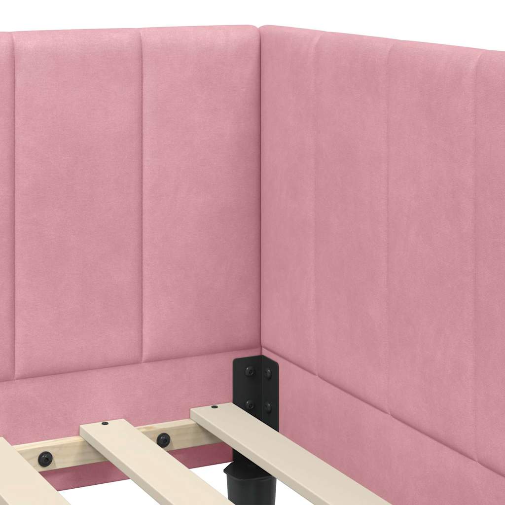 Eckbettgestell mit Kopfteil Rosa 80 cm x 200 cm Samt