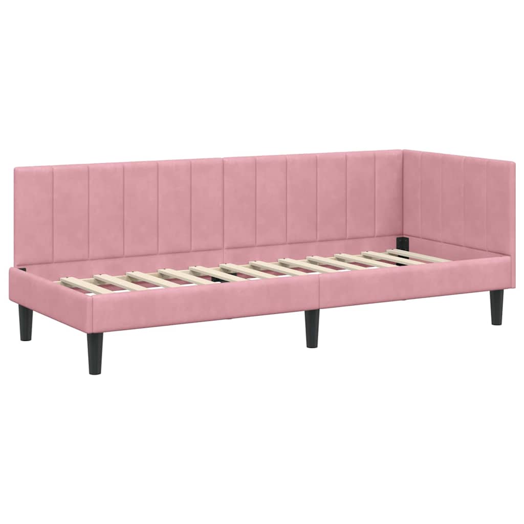 Eckbettgestell mit Kopfteil Rosa 80 cm x 200 cm Samt