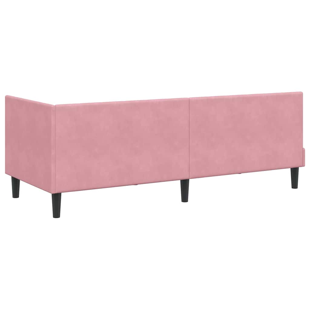Eckbettgestell mit Kopfteil Rosa 80 cm x 200 cm Samt
