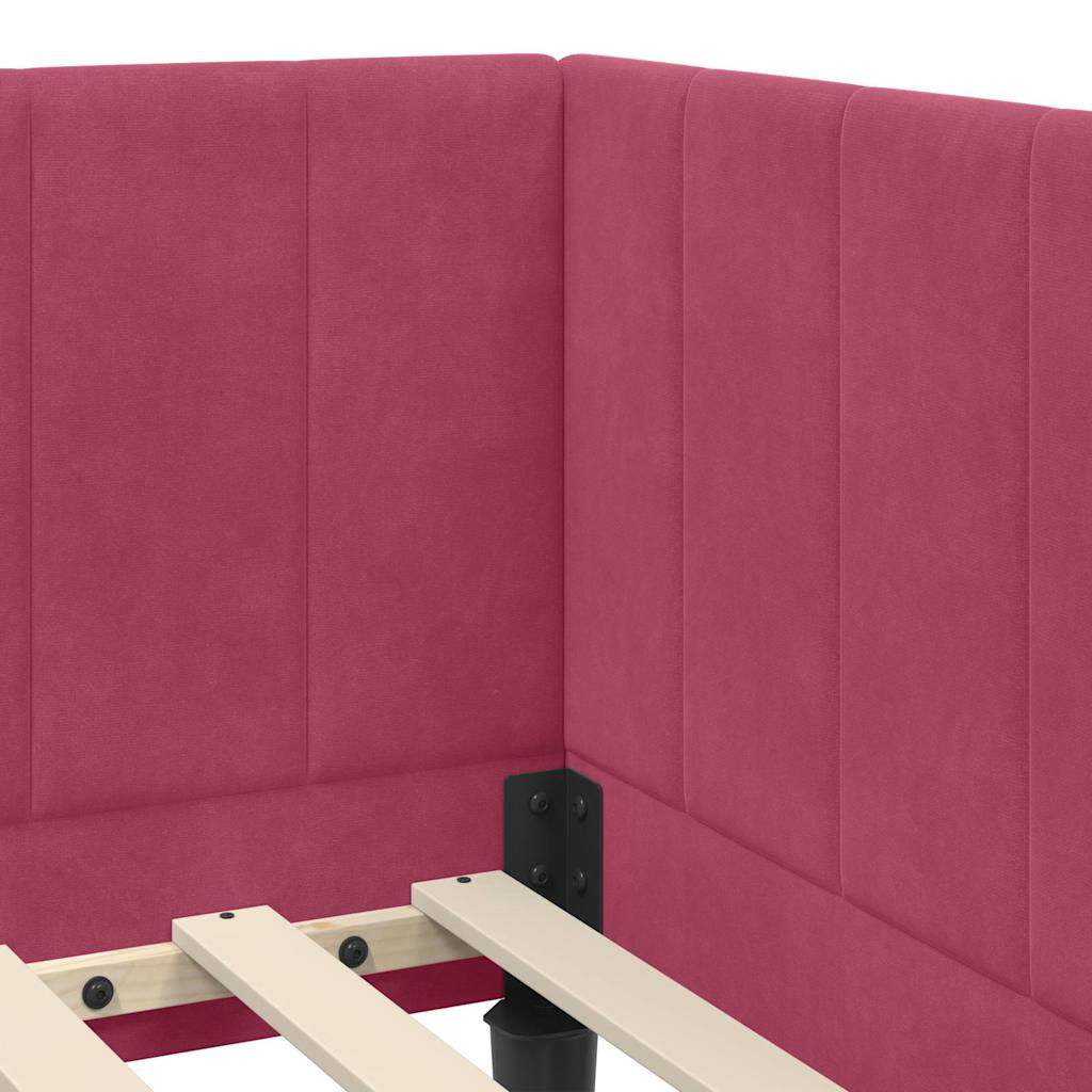 Eckbettgestell mit Kopfteil Weinrot 80 cm x 200 cm Samt