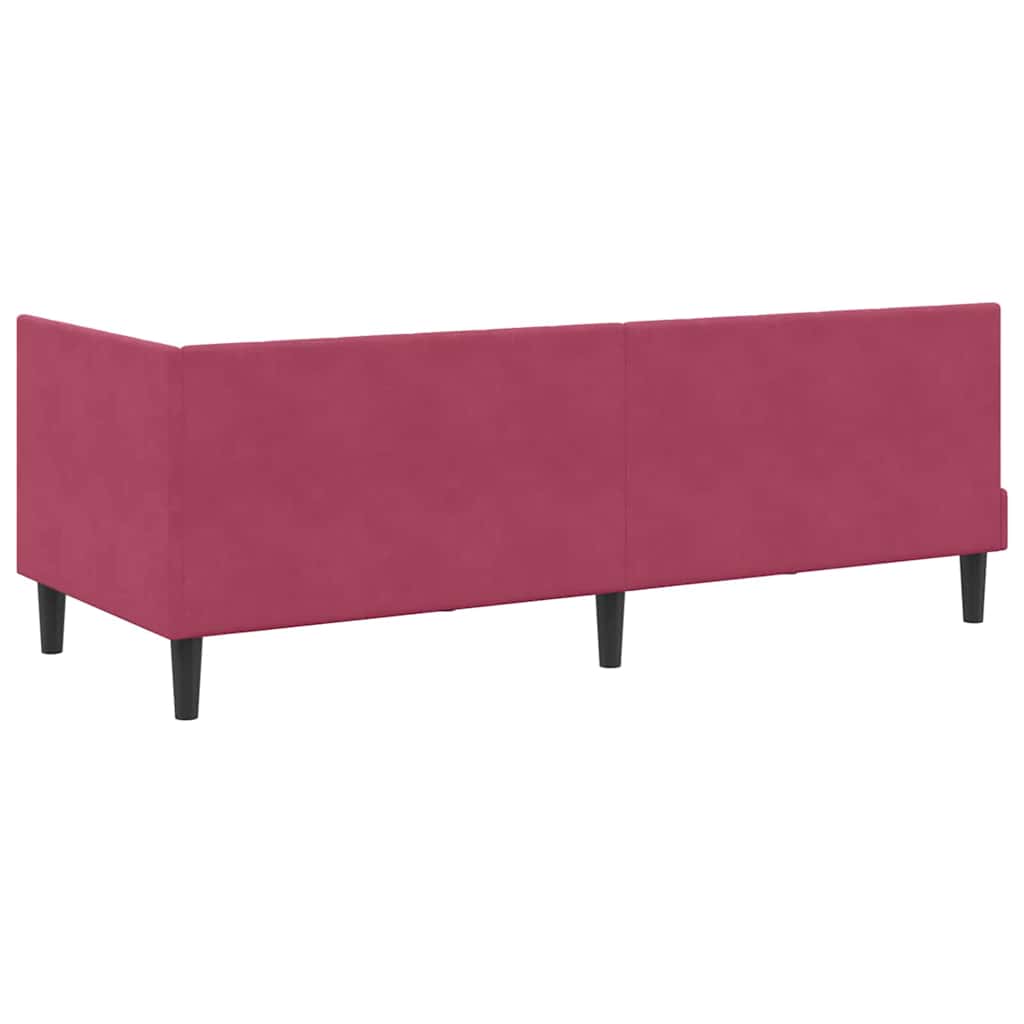 Eckbettgestell mit Kopfteil Weinrot 80 cm x 200 cm Samt