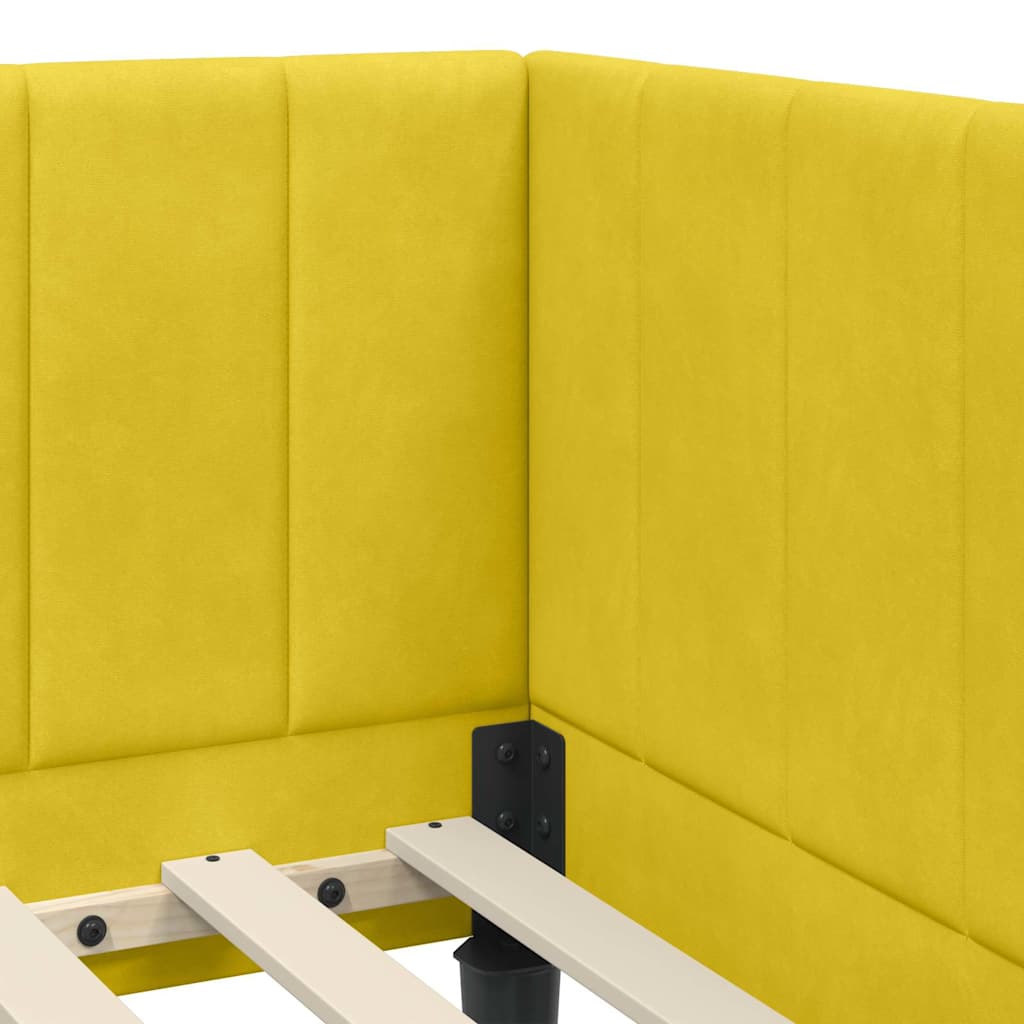 Eckbettgestell mit Kopfteil Gelb 80 cm x 200 cm Samt