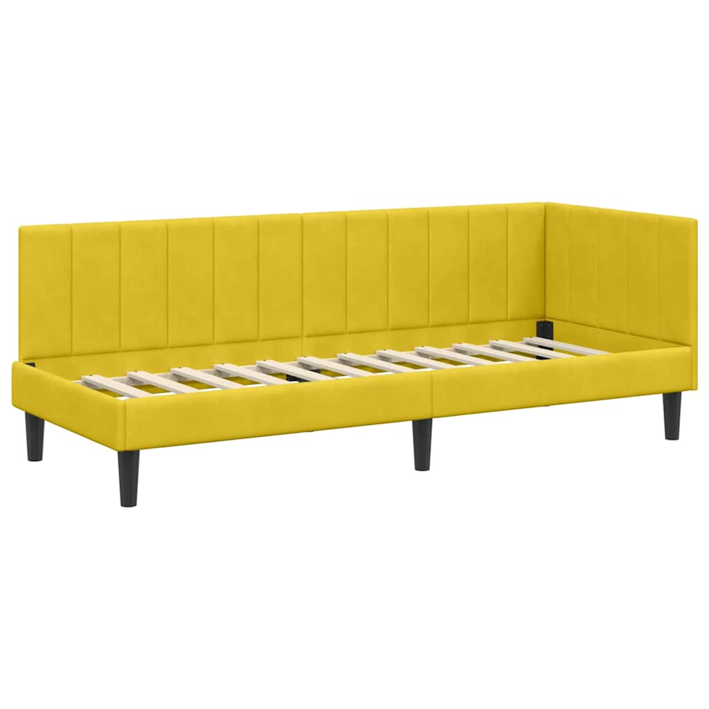 Eckbettgestell mit Kopfteil Gelb 80 cm x 200 cm Samt