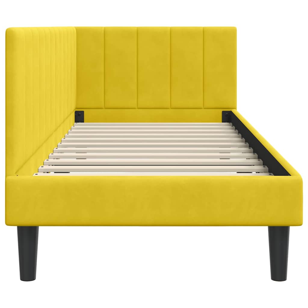 Eckbettgestell mit Kopfteil Gelb 80 cm x 200 cm Samt