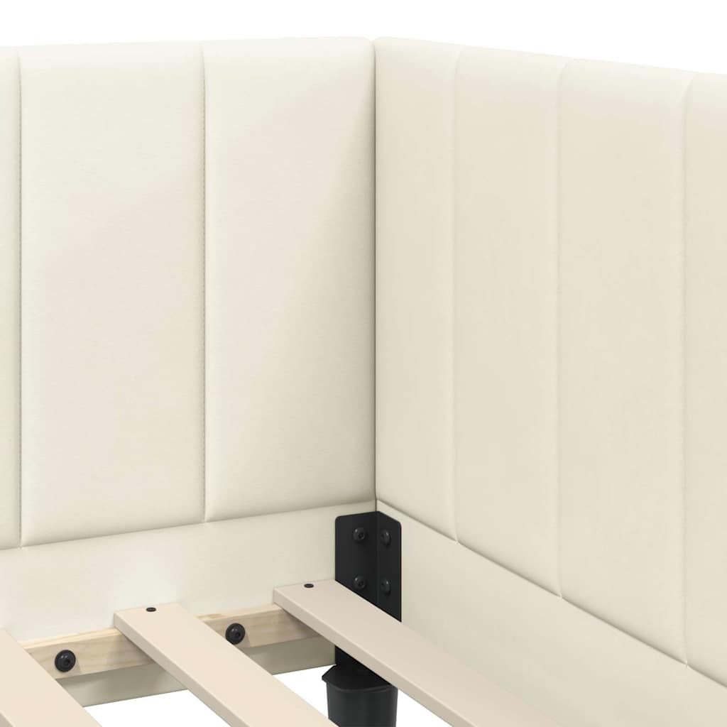 Eckbettgestell mit Kopfteil Creme 80 cm x 200 cm Samt