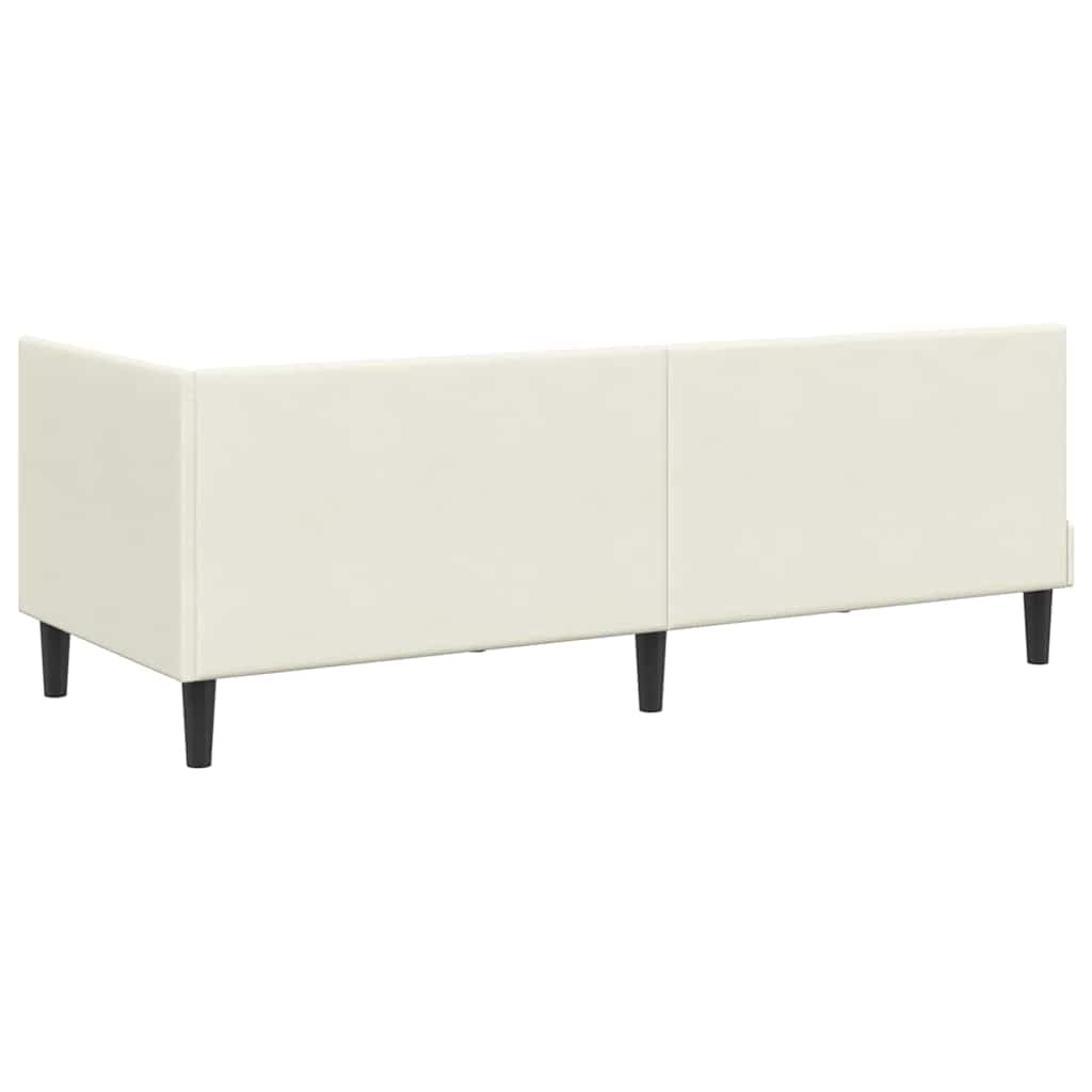 Eckbettgestell mit Kopfteil Creme 80 cm x 200 cm Samt