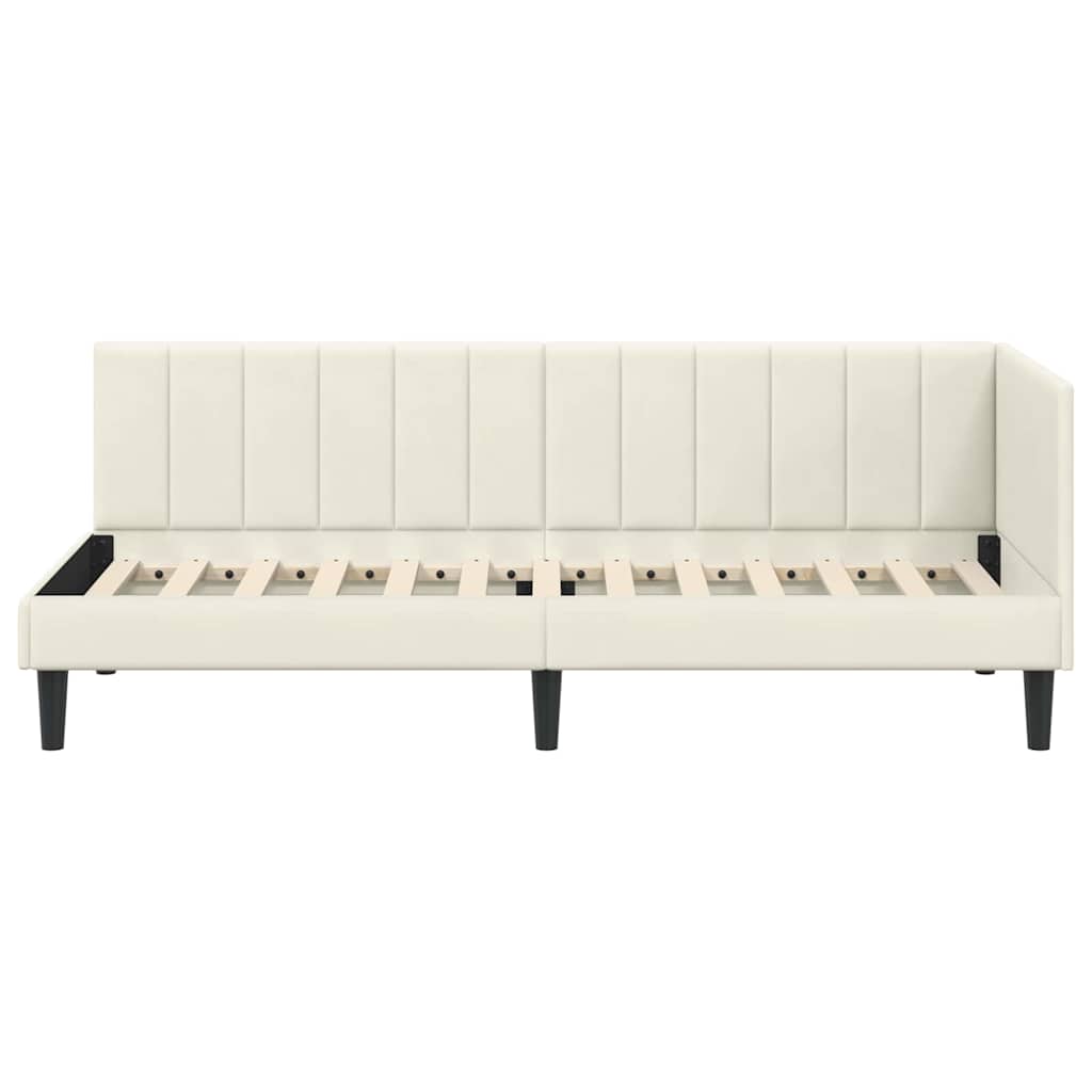 Eckbettgestell mit Kopfteil Creme 80 cm x 200 cm Samt