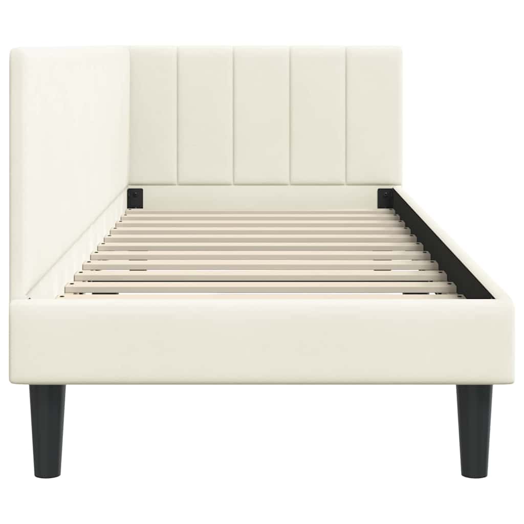 Eckbettgestell mit Kopfteil Creme 80 cm x 200 cm Samt