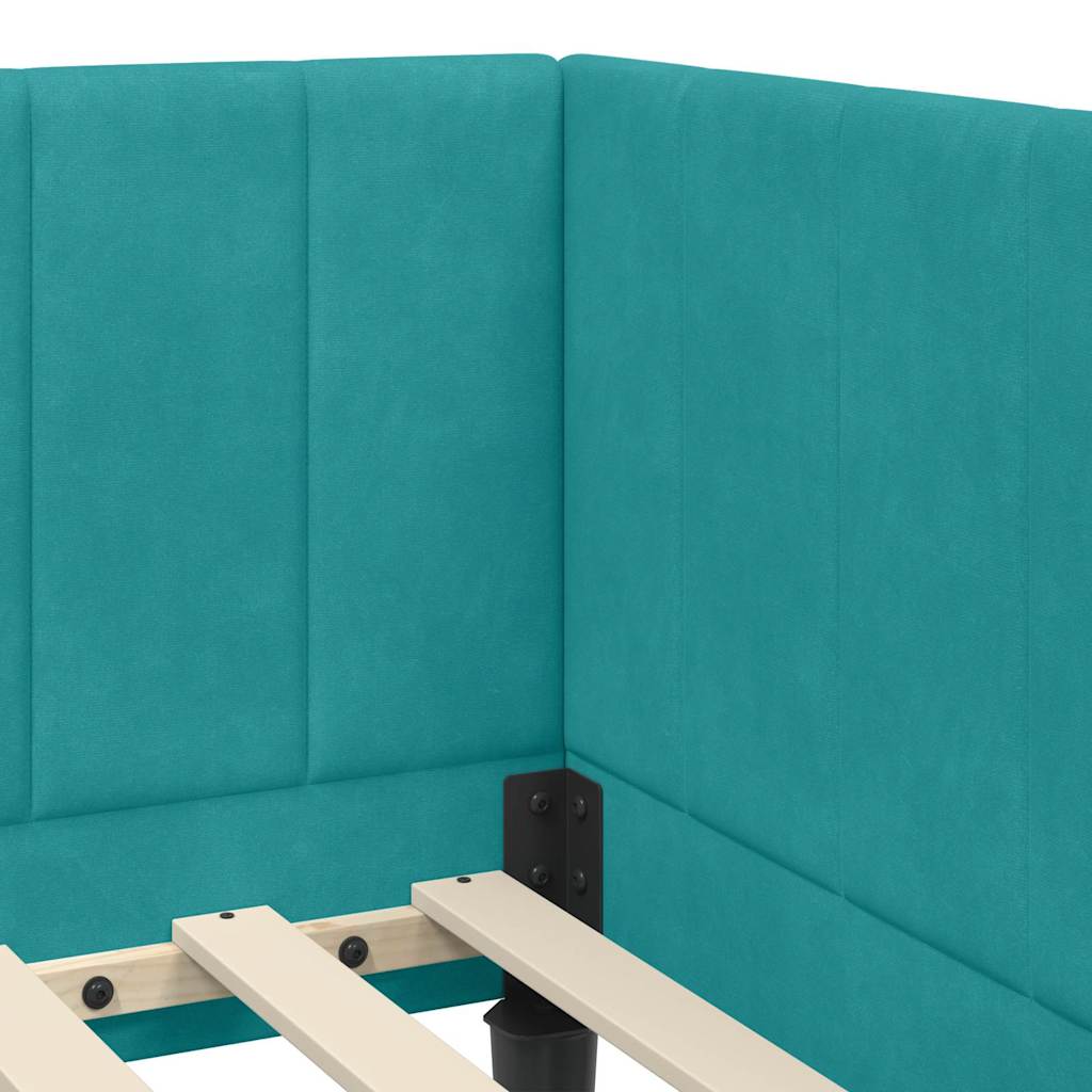 Eckbettgestell mit Kopfteil Türkis 80 cm x 200 cm Samt