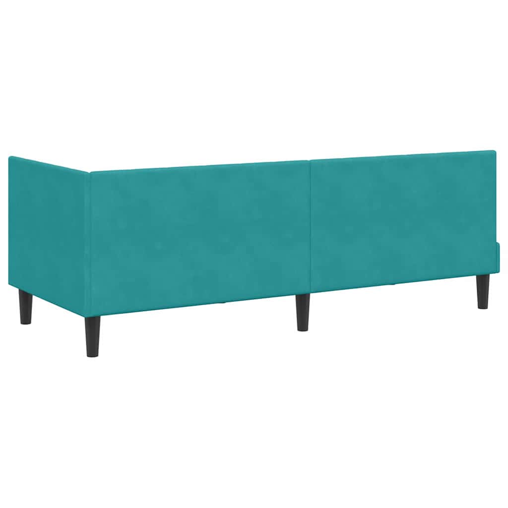 Eckbettgestell mit Kopfteil Türkis 80 cm x 200 cm Samt