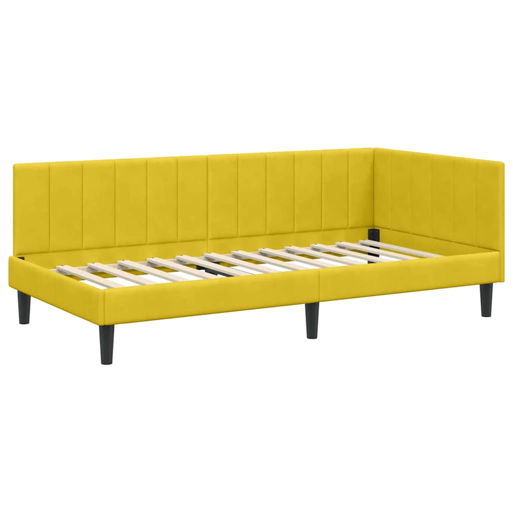 Eckbettgestell mit Kopfteil Gelb 90 cm x 190 cm Samt