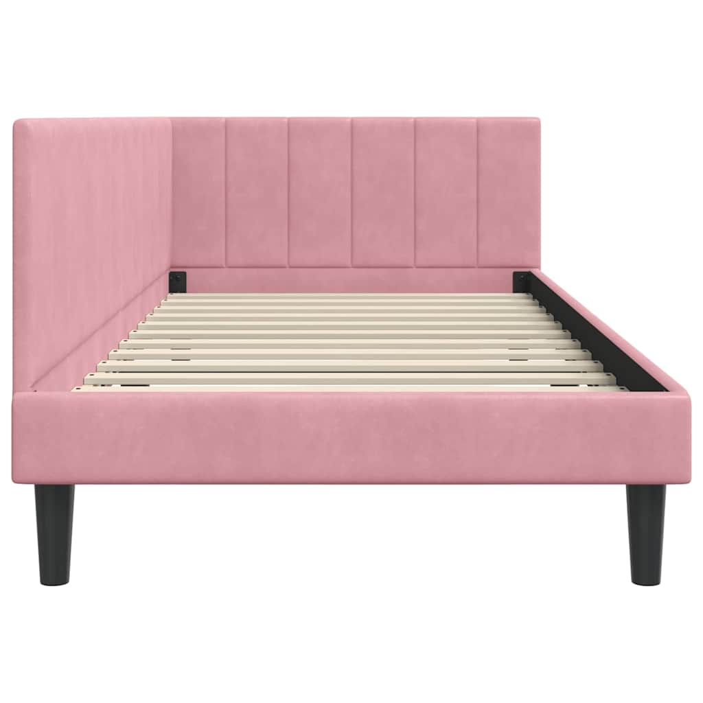 Eckbettgestell mit Kopfteil Rosa 90 cm x 200 cm Samt