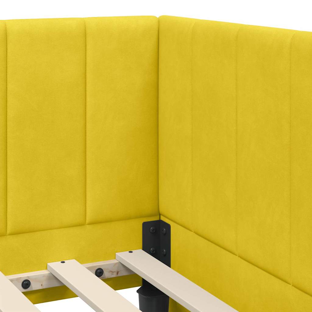 Eckbettgestell mit Kopfteil Gelb 90 cm x 200 cm Samt