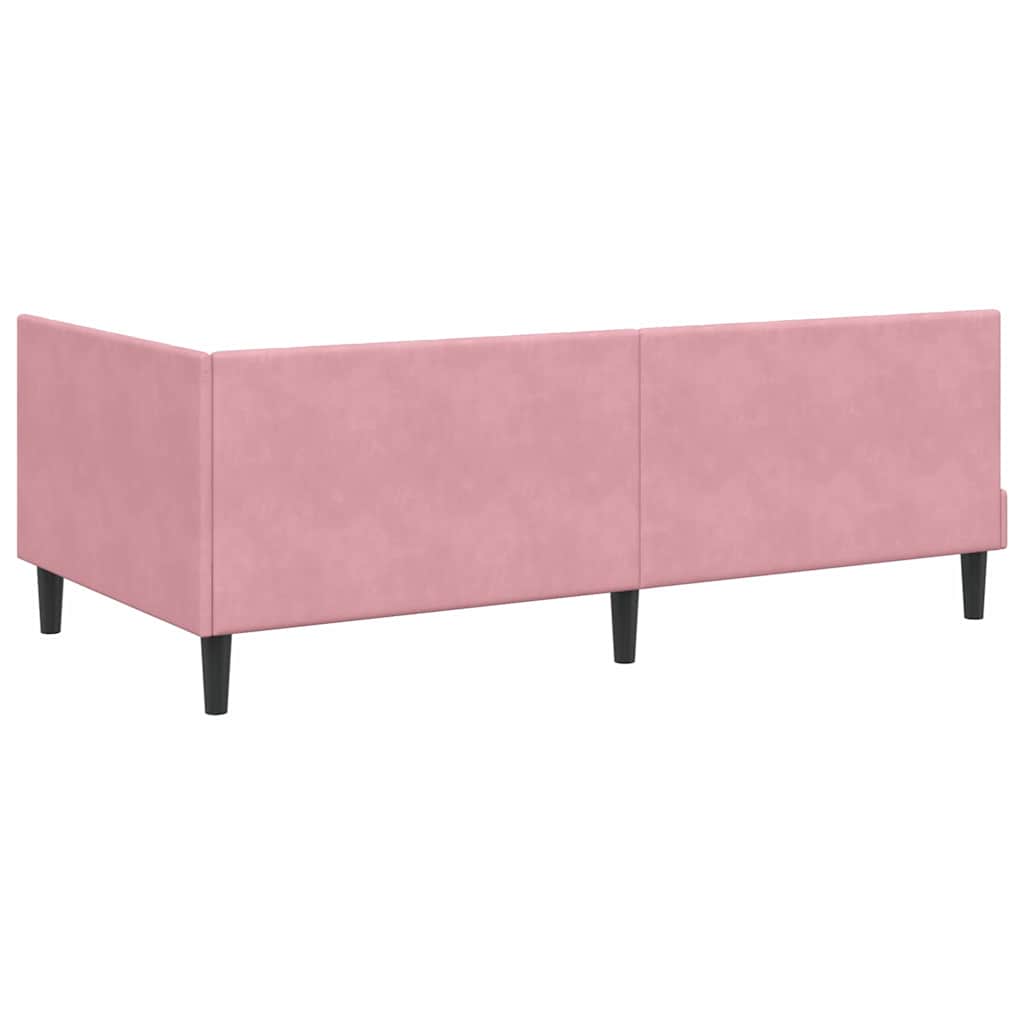 Eckbettgestell mit Kopfteil Rosa 100 cm x 200 cm Samt