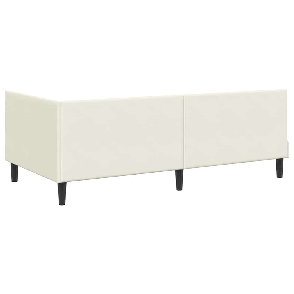 Eckbettgestell mit Kopfteil Creme 100 cm x 200 cm Samt