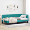 Eckbettgestell mit Kopfteil Türkis 100 cm x 200 cm Samt