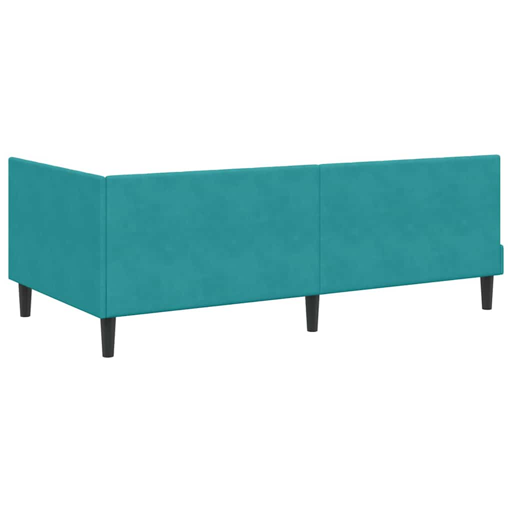 Eckbettgestell mit Kopfteil Türkis 100 cm x 200 cm Samt